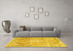 Machine Washable Persian Yellow Traditional Rug in a Living Room, wshtr3659yw