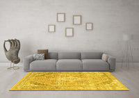 Machine Washable Persian Yellow Traditional Rug, wshtr3659yw