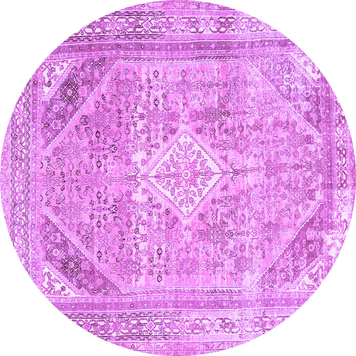 Round Persian Purple Traditional Rug, tr3659pur