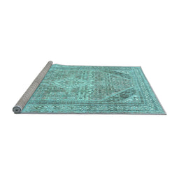 Sideview of Machine Washable Persian Light Blue Traditional Rug, wshtr3659lblu