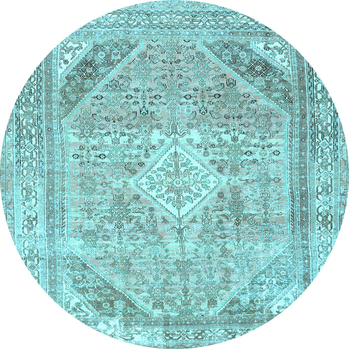 Round Persian Light Blue Traditional Rug, tr3659lblu