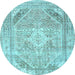 Round Persian Light Blue Traditional Rug, tr3659lblu