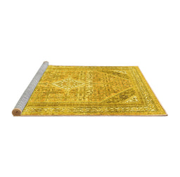 Sideview of Machine Washable Persian Yellow Traditional Rug, wshtr3659yw