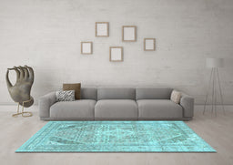 Machine Washable Persian Light Blue Traditional Rug in a Living Room, wshtr3659lblu