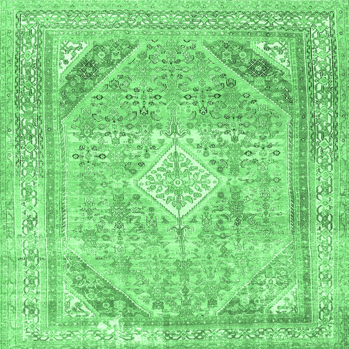 Square Persian Emerald Green Traditional Rug, tr3659emgrn