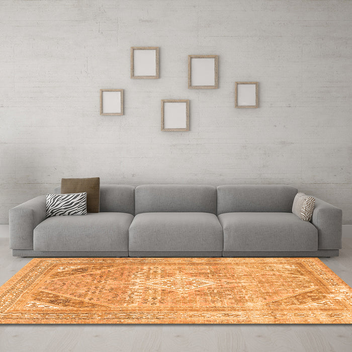 Machine Washable Persian Orange Traditional Area Rugs in a Living Room, wshtr3659org