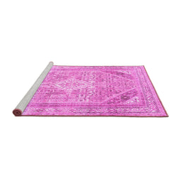 Sideview of Machine Washable Persian Pink Traditional Rug, wshtr3659pnk