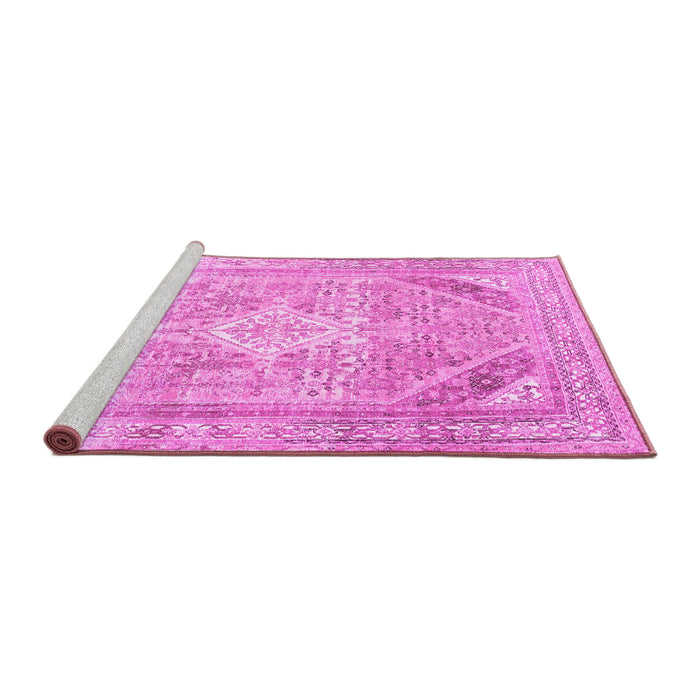 Sideview of Machine Washable Persian Pink Traditional Rug, wshtr3659pnk