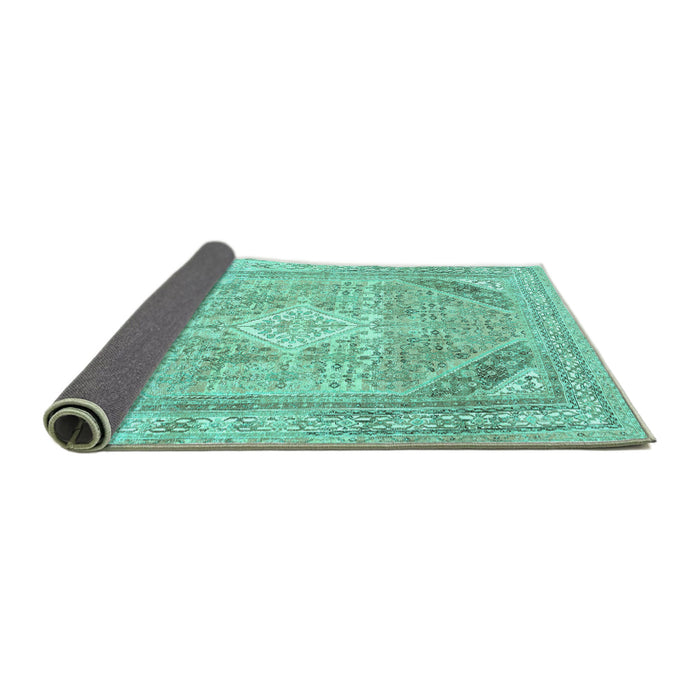 Sideview of Persian Turquoise Traditional Rug, tr3659turq