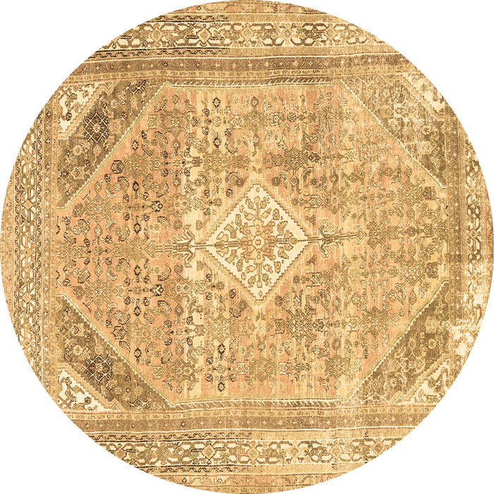 Round Persian Brown Traditional Rug, tr3659brn
