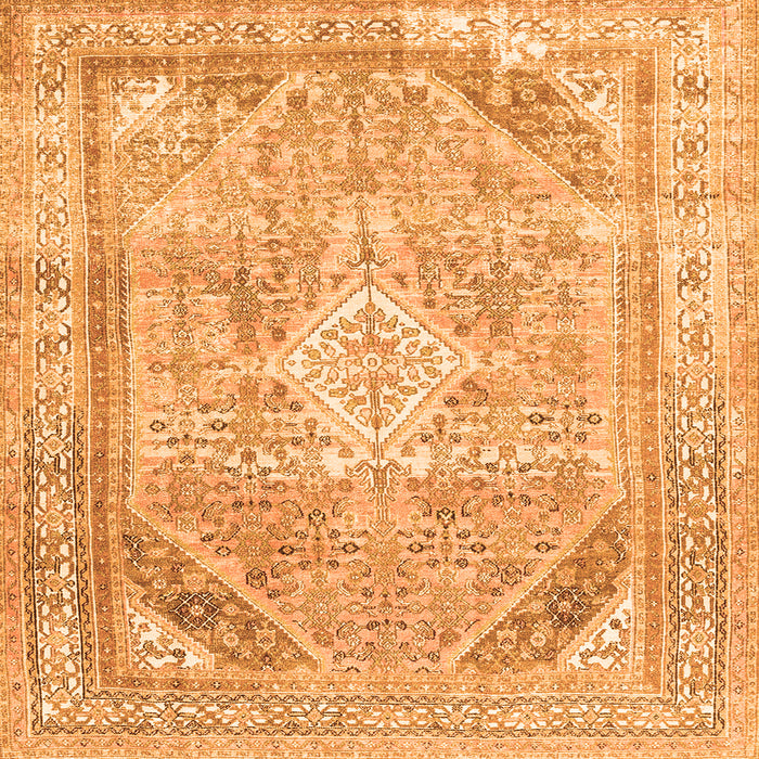 Round Machine Washable Persian Orange Traditional Area Rugs, wshtr3659org