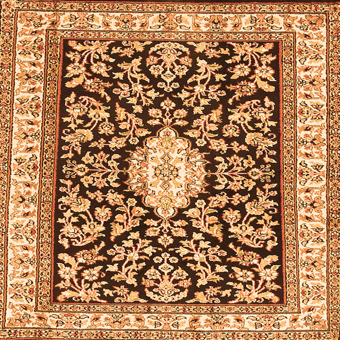 Serging Thickness of Medallion Orange Traditional Rug, tr365org