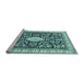 Sideview of Machine Washable Medallion Light Blue Traditional Rug, wshtr365lblu