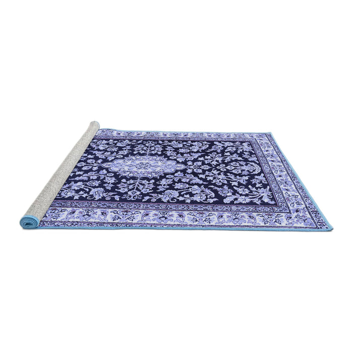 Sideview of Machine Washable Medallion Blue Traditional Rug, wshtr365blu