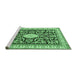 Sideview of Machine Washable Medallion Emerald Green Traditional Area Rugs, wshtr365emgrn