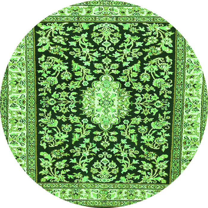 Machine Washable Medallion Green Traditional Area Rugs, wshtr365grn