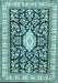 Machine Washable Medallion Light Blue Traditional Rug, wshtr365lblu