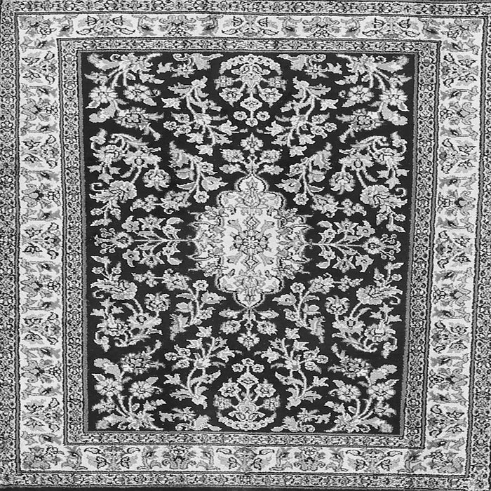 Round Machine Washable Medallion Gray Traditional Rug, wshtr365gry