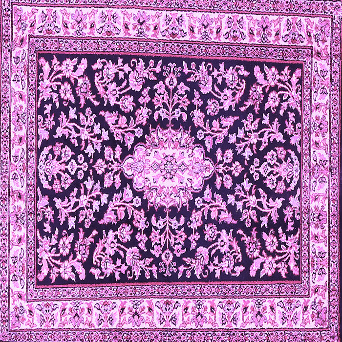 Square Machine Washable Medallion Purple Traditional Area Rugs, wshtr365pur