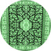 Round Medallion Emerald Green Traditional Rug, tr365emgrn