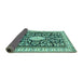 Sideview of Medallion Turquoise Traditional Rug, tr365turq