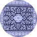 Round Machine Washable Medallion Blue Traditional Rug, wshtr365blu