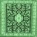 Square Medallion Emerald Green Traditional Rug, tr365emgrn