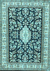 Medallion Light Blue Traditional Rug, tr365lblu