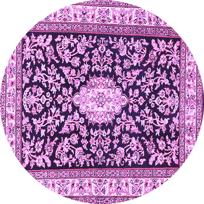 Round Medallion Purple Traditional Rug, tr365pur
