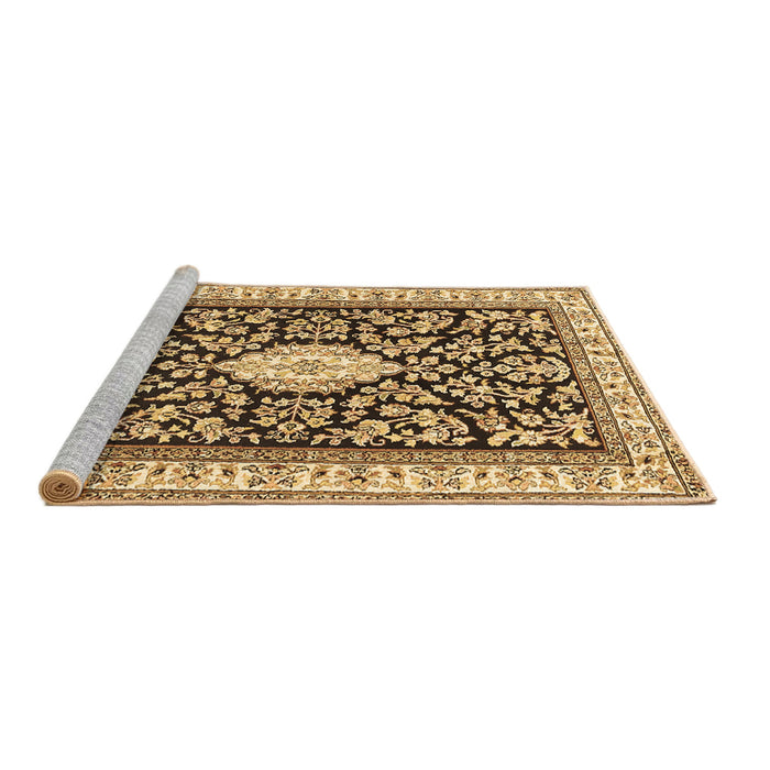 Sideview of Machine Washable Medallion Brown Traditional Rug, wshtr365brn