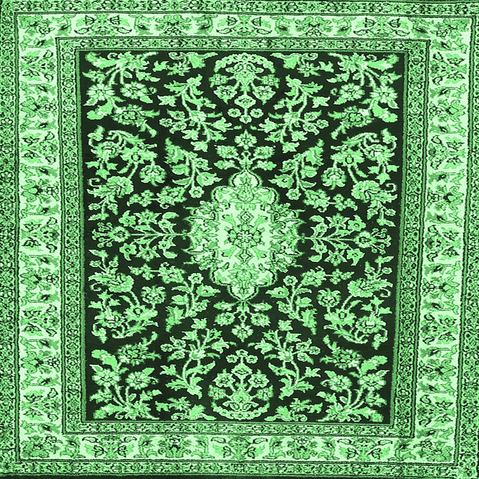 Square Machine Washable Medallion Emerald Green Traditional Area Rugs, wshtr365emgrn