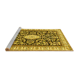 Sideview of Machine Washable Medallion Yellow Traditional Rug, wshtr365yw