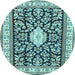 Round Medallion Light Blue Traditional Rug, tr365lblu