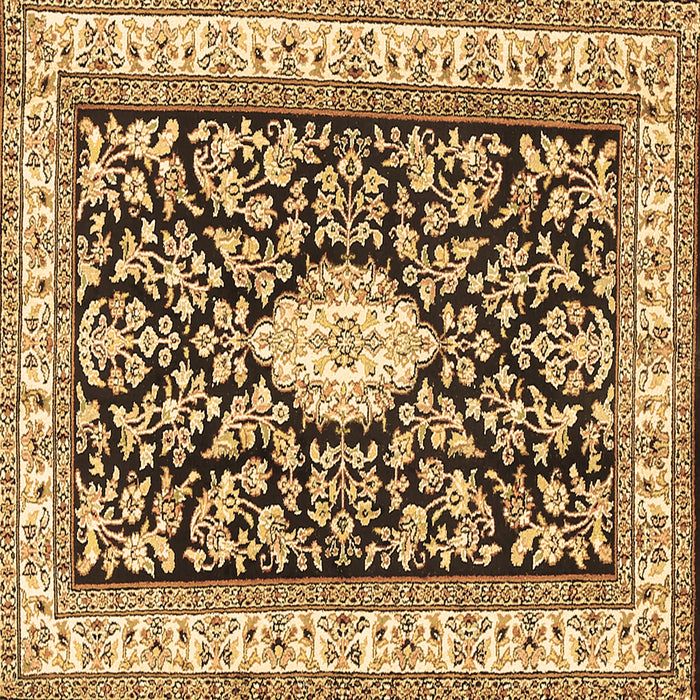 Square Machine Washable Medallion Brown Traditional Rug, wshtr365brn