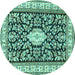 Round Medallion Turquoise Traditional Rug, tr365turq