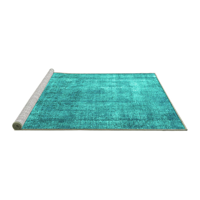 Sideview of Machine Washable Persian Turquoise Bohemian Area Rugs, wshtr3660turq