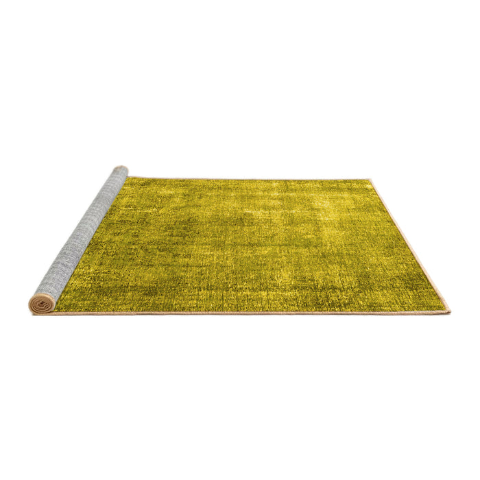 Sideview of Machine Washable Persian Yellow Bohemian Rug, wshtr3660yw