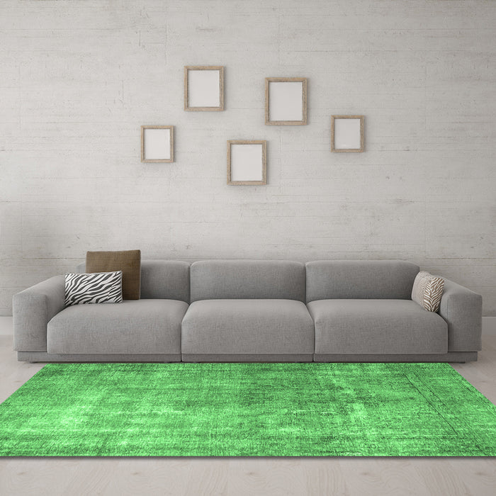 Machine Washable Persian Emerald Green Bohemian Area Rugs in a Living Room,, wshtr3660emgrn