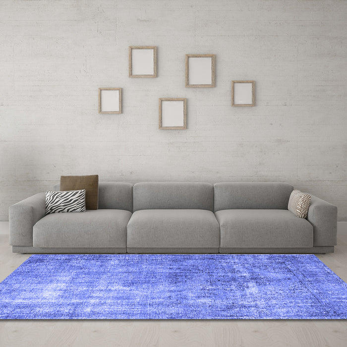 Machine Washable Persian Blue Bohemian Rug in a Living Room, wshtr3660blu
