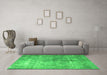 Machine Washable Persian Green Bohemian Area Rugs in a Living Room,, wshtr3660grn