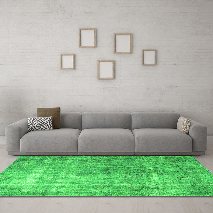 Machine Washable Persian Green Bohemian Area Rugs in a Living Room,, wshtr3660grn