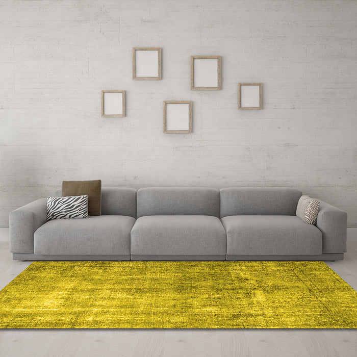 Machine Washable Persian Yellow Bohemian Rug in a Living Room, wshtr3660yw