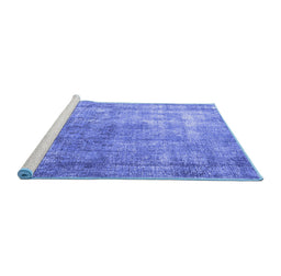 Sideview of Machine Washable Persian Blue Bohemian Rug, wshtr3660blu