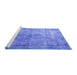 Sideview of Machine Washable Persian Blue Bohemian Rug, wshtr3660blu