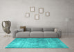 Machine Washable Persian Turquoise Bohemian Area Rugs in a Living Room,, wshtr3660turq