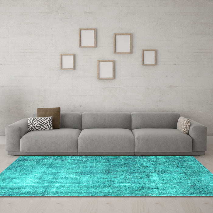 Machine Washable Persian Turquoise Bohemian Area Rugs in a Living Room,, wshtr3660turq