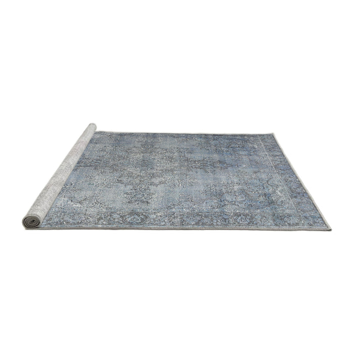 Sideview of Machine Washable Traditional Blue Gray Rug, wshtr3661