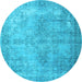 Round Persian Light Blue Traditional Rug, tr3661lblu