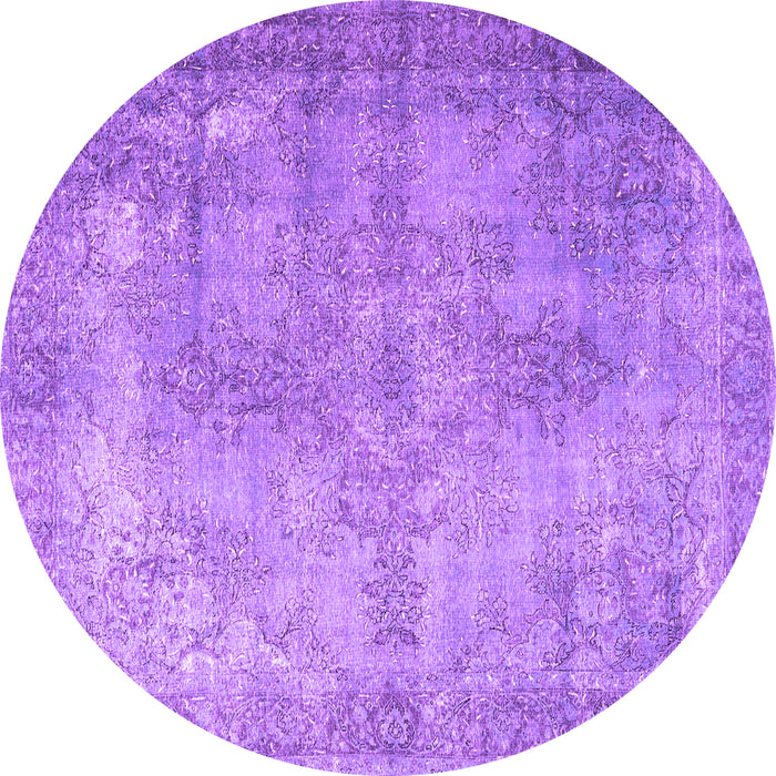 Round Persian Purple Traditional Rug, tr3661pur