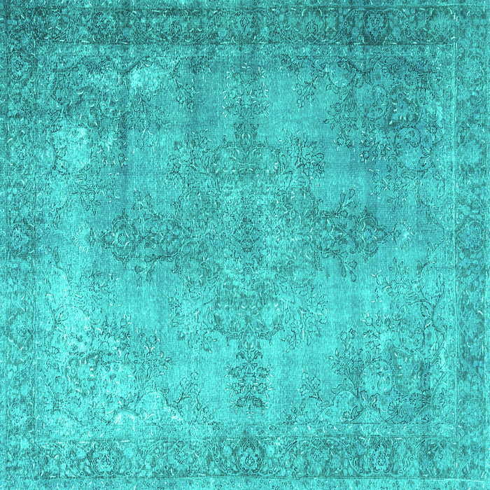 Square Machine Washable Persian Turquoise Traditional Area Rugs, wshtr3661turq